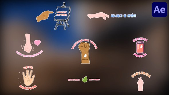 Videohive Cartoon Hands Social Media Titles for After Effects Titles template preview