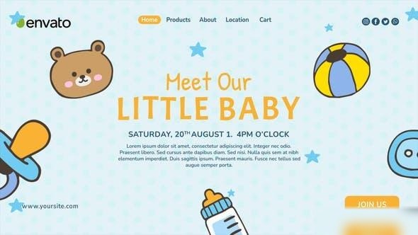 Videohive Baby Birth Shower - Birth album Video Displays template preview