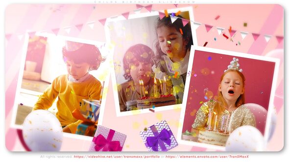 Videohive Child's Birthday Slideshow Video Displays template preview
