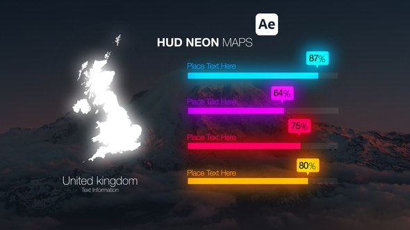 Videohive HUD Neon Maps Infographics template preview