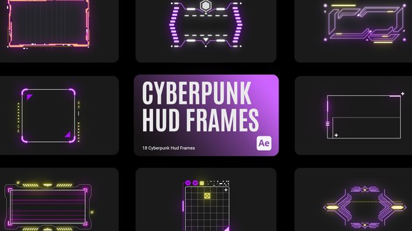 Videohive Cyberpunk HUD Frames for After Effects Elements template preview