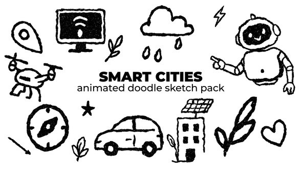 Videohive Smart Cities - Animated Doodle Sketch Pack Elements template preview
