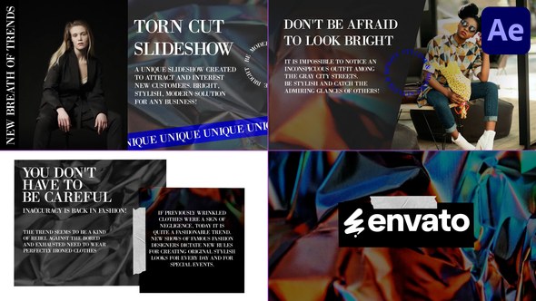 Videohive Torn Cut Slides for After Effects Openers template preview