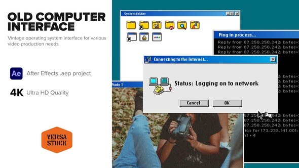 Videohive Old Computer Dial Up Interface Elements template preview