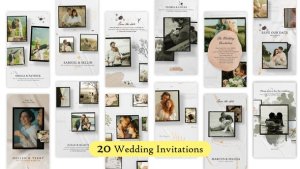 Videohive 20 Glamorous Wedding Invitation Reels and Stories Video Displays template preview