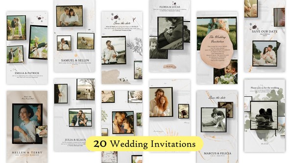 Videohive 20 Glamorous Wedding Invitation Reels and Stories Video Displays template preview