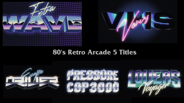 Videohive 80s Retro Arcade 5 Titles Elements template preview