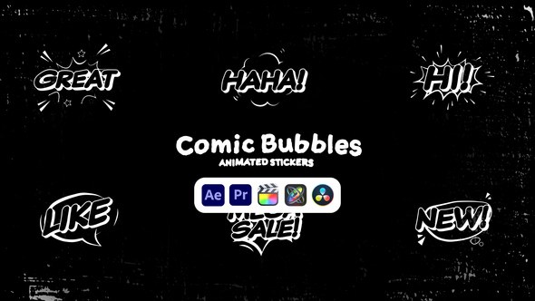 Videohive Comic Bubbles Animated Stickers Elements template preview