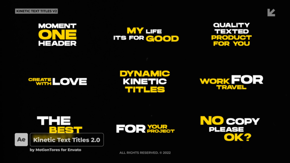 Videohive Kinetic Text Titles 2.0  AE Titles template preview