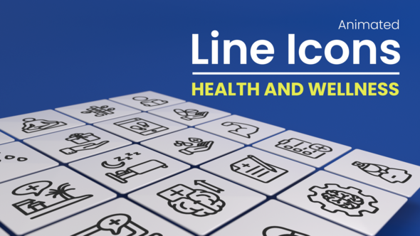 Videohive 50 Animated Health and Wellness Line Icons Infographics template preview