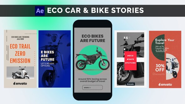 Videohive ECO Car and Bike Marketing Stories Elements template preview