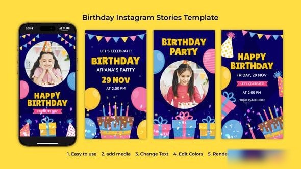 Videohive Birthday Instagram Stories Template