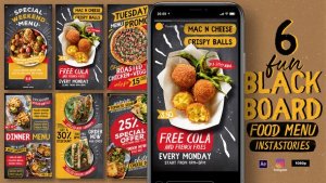 Videohive Fun Blackboard Food Menu Instagram Stories Product Promo template preview