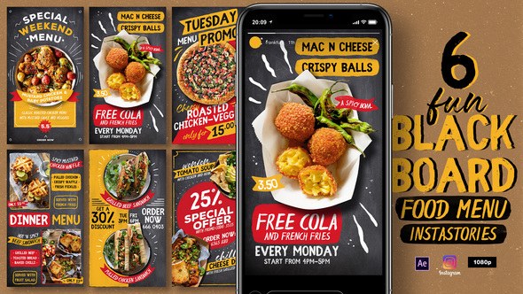 Videohive Fun Blackboard Food Menu Instagram Stories Product Promo template preview