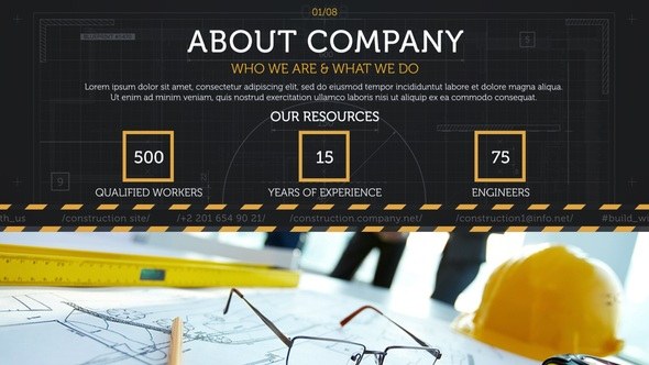 Videohive Construction Site Promo Video Displays template preview