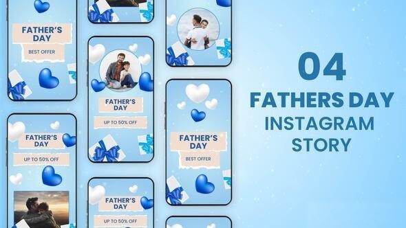 Videohive Fathers Day Instagram Stories 57943259 Video Displays template preview