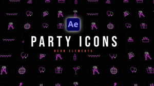 Videohive Party Neon Icons Elements template preview