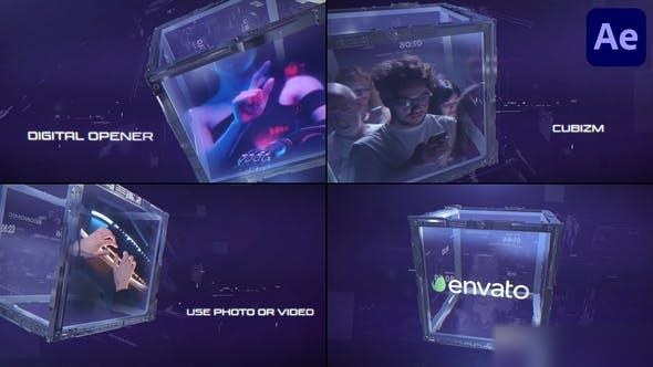 Videohive Digital Opener Cubizm for After Effects Elements template preview