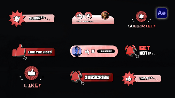 Videohive Retro Subscribe Elements Titles template preview