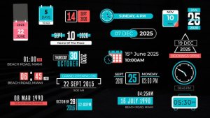 Videohive Date &Time Titles Elements template preview