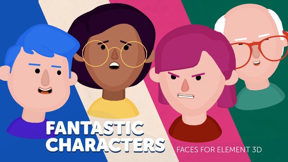 Videohive Fantastic Characters - Faces for Element 3D Video Displays template preview