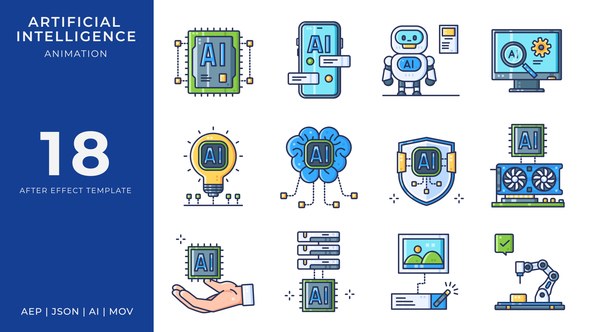 Videohive Artificial Intelligence Animated Icons | After Effects Elements template preview
