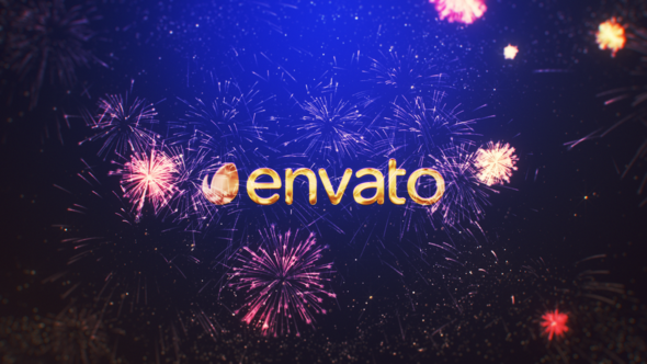 New Year Fireworks Logo Mogrt Premiere Pro template preview