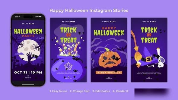 Videohive Happy Halloween Instagram Stories 54693668 Openers template preview