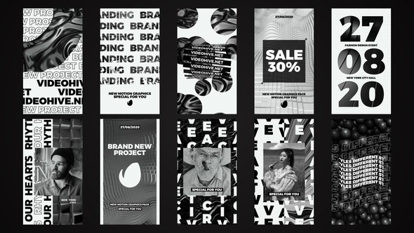 Videohive Black and White Stories Product Promo template preview