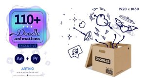 110 Animated Doodles Pack Video Displays template preview