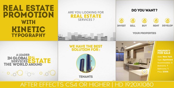 Real Estate Promotion With Kinetic Typography Video Displays template preview