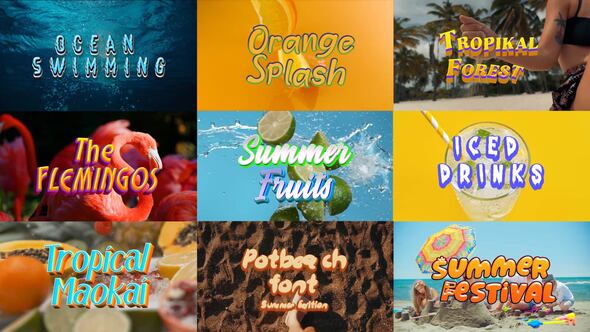 Videohive Tropical Summer Text Effects Pack вЂ“ Fruits, Birds & Cold Drink Vibes Titles template preview