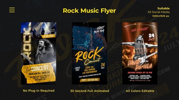 Videohive Rock Music Flyer Instagram Stories Openers template preview