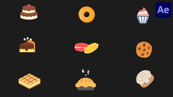 Videohive Baking Looped Icons for After Effects Elements template preview
