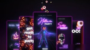 Videohive Neon Halloween Stories Openers template preview