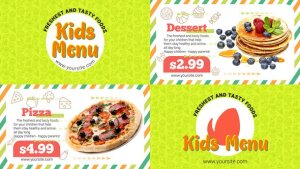 Kids Menu Video Displays template preview
