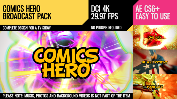Comics Hero (Broadcast Pack) Video Displays template preview