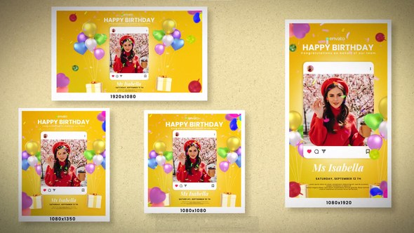 Videohive Happy Birthday 44940590 Video Displays template preview