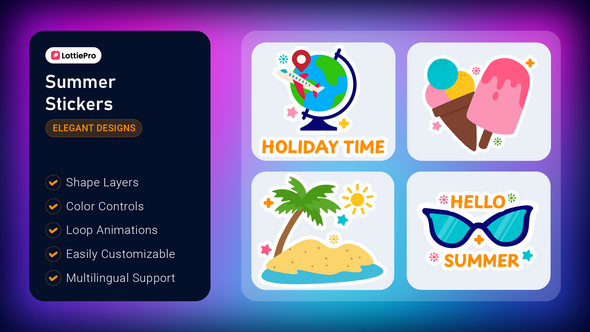 Videohive Summer Stickers Elements template preview