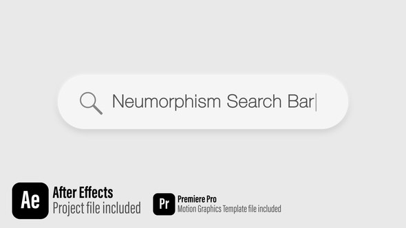 Videohive Neumorphism Search Bar - Text Typing Animation | After Effects and Premiere Pro Template Openers template preview