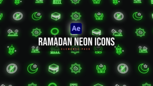 Videohive Ramadan Neon Icons Ramadan template preview