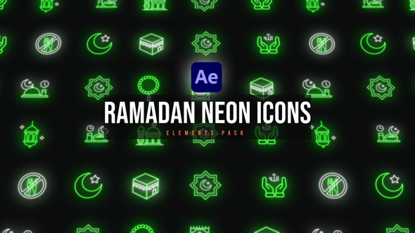 Videohive Ramadan Neon Icons Ramadan template preview