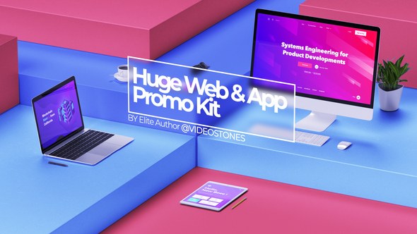 Huge Web Promo & App Promo Kit Video Displays template preview