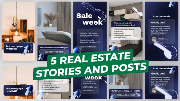 Videohive Real Estate Premium Graphics Pack Video Displays template preview