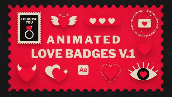 Videohive Animated Love Badges V.1 Elements template preview