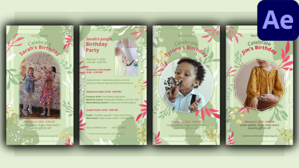 Videohive Happy Birthday 4 in 1 58977162 Elements template preview