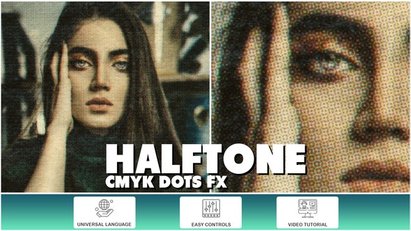 Videohive Halftone CMYK Dots FX Elements template preview