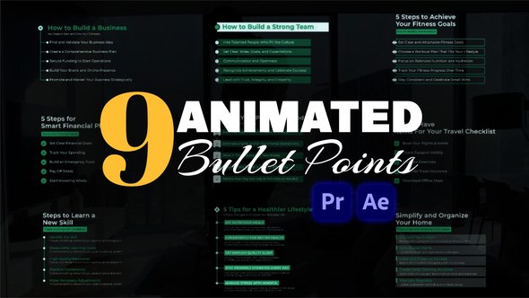 Videohive 9 Bullet Points Titles template preview
