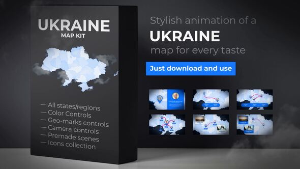 Videohive  Ukraine Map - Ukraine UKR Map Kit Video Displays template preview