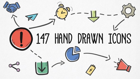 Hand-drawn Icons Pack Video Displays template preview